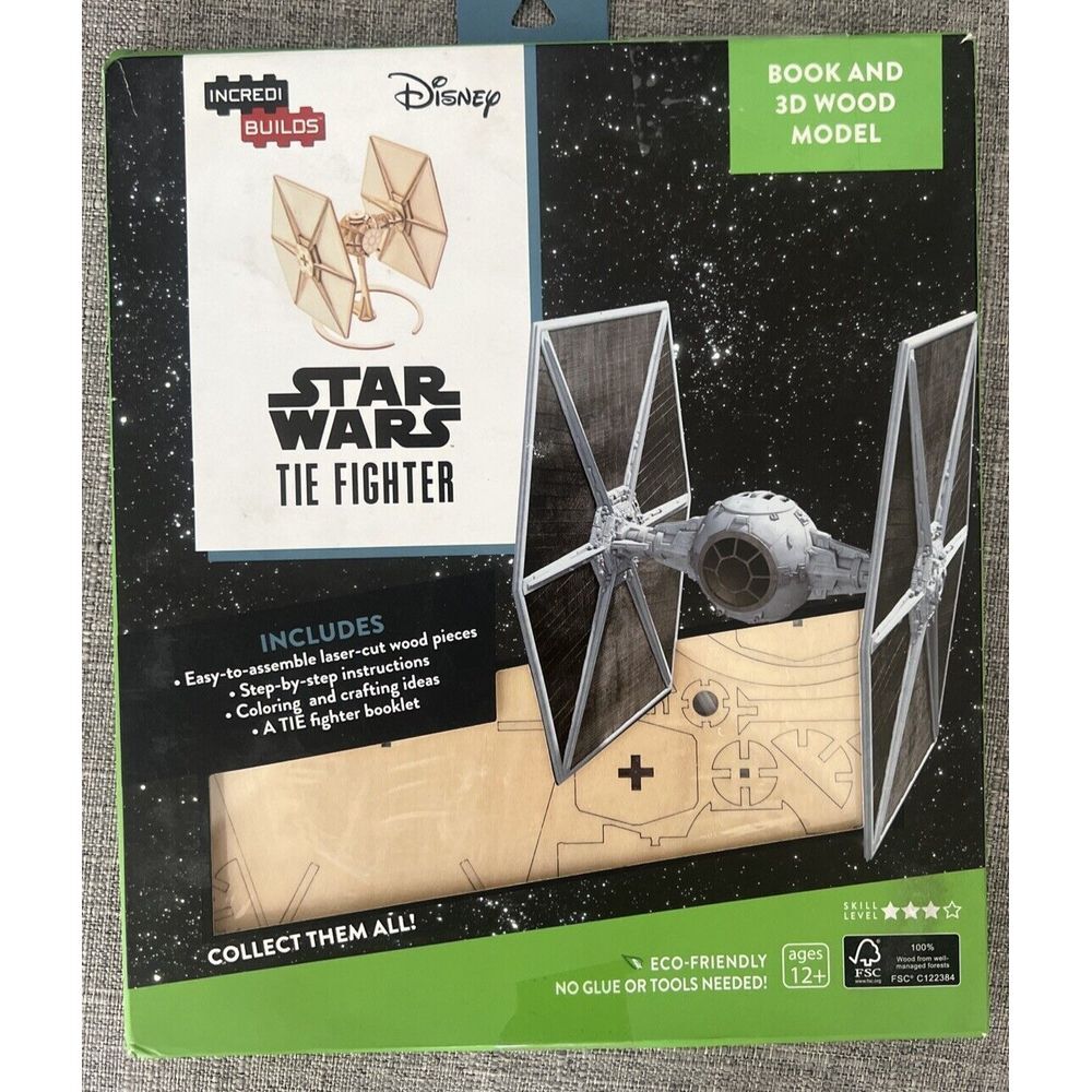 New Sealed Disney Star Wars The Fighter Book And 3D Wood Model Craft